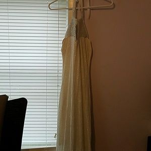 Long Halter White glittery dress